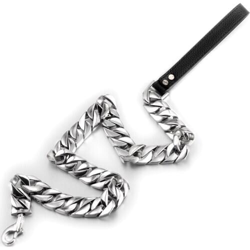 Pet Traction Practical Leashes Necklaces Miami Cuban Chains For Big Pet Dog Leash Heavy and Duty Dog Daily Training Leash Chains