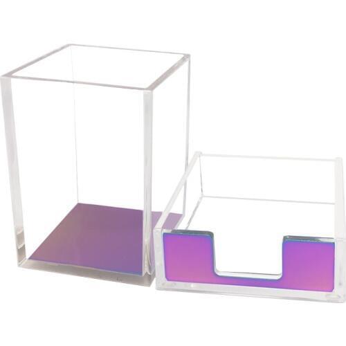 Rainbow Memo Pad Holder Pencil Cup Set Self-Stick Note Cube Tray Desktop Accessories Dispenser for Office School Desk Organizers