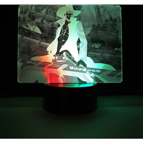 Colorful Anime Pirate Figure Two Tone LED Lamp Mihawk for Birthday Gift Bedroom Decor Manga Mihawk Two Tone Acrylic Table Light