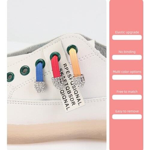 1Pair No Tie Shoelaces Elastic Flat Candy colors Lazy Shoelace Diamond Shoes Lace Lock Kids Adult Unisex Sneakers Shoe Strings
