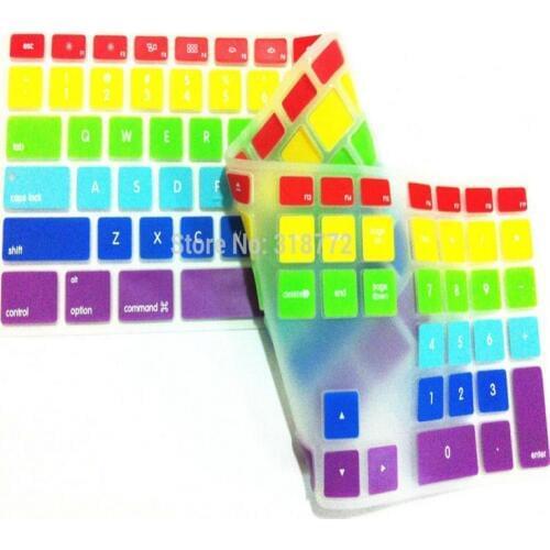 Silicone Keyboard Cover 2pcs Rainbow Computer Desktop Color Skin Protector with a Numeric Keypad for Apple iMac G5/G6 MB110LL/A