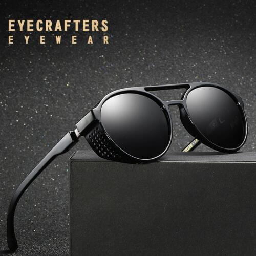 EYECRATFERS Fashion NEW Polarized Sunglasses Gothic Steampunk Sunglasses Mens Womens Fashion Retro Vintage Shield Eyewear Shades