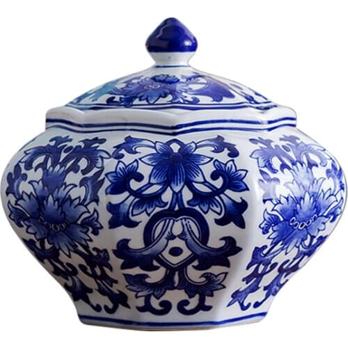 Jingdezhen Porcelain Ornament Vase Ceramic Pot Retro Home Decoration Chinese Style Living Room Flower Arrangement Storage Jar
