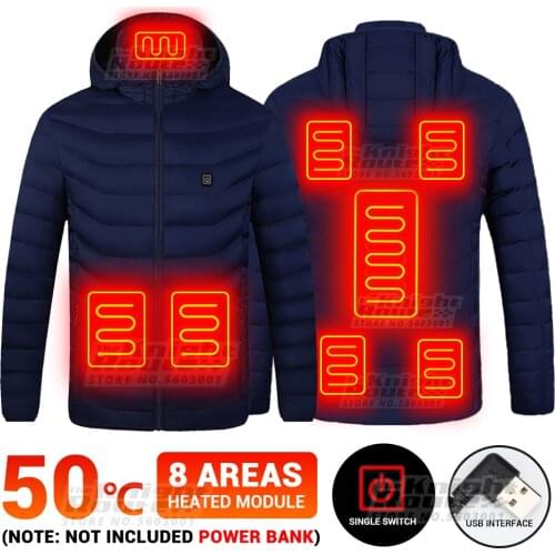 8 Areas Heated Jacket Mens Windbreaker Womens Warm Vest USB Heating Jackets Heated Vests Winter Coat Hiking Hunting Equipment