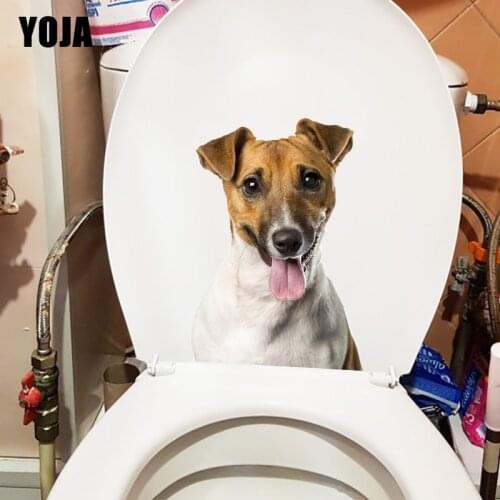 YOJA 17.3×24CM Funny Jack Russell Pekingese Home Bathroom Toilet Decals Creative Wall Stickers Mural T1-3137