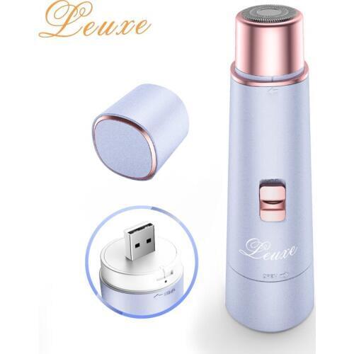 Leuxe Facial Hair Removal For Women Electric USB Rechargeable Waterproof Face Epilator Body Shaver Razor Purple Beauty Device