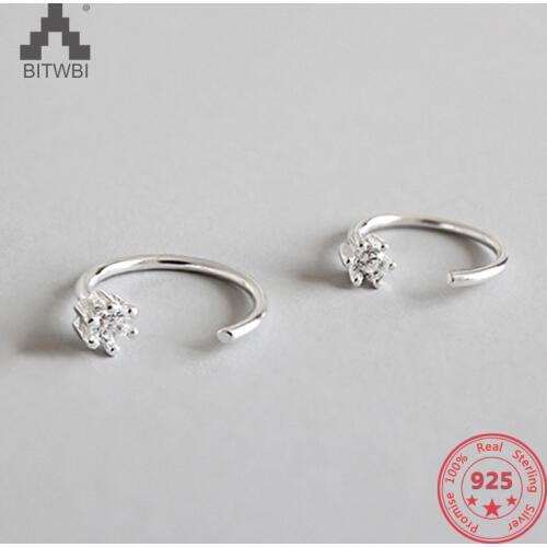 100% S925 Sterling Silver Ear Stud Earrings For Women Cubic Zircon Charm Earrings Women Jewelry Gift
