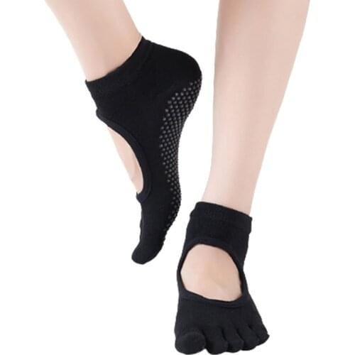 1Pair Ballet Backless Yoga Socks Five Toe Nonslip Socks Summer Women Damping Pilates Gym Sport Short Ankle Cotton Socks