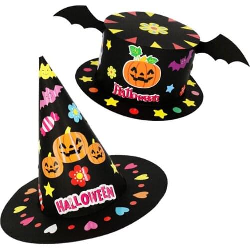 1pc Halloween DIY Hat Handmade Toys For Kids Children Cartoon Party Decoration Hats Paper Cap Crown Crafts Toy Christmas Supply