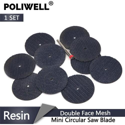 POLIWELL 10PCS Double Fiber Web Resin Cutting Discs + 3mm Diameter Rod Cut-Off Wheels for Metal Dremel Rotary Thin Cutting Tools