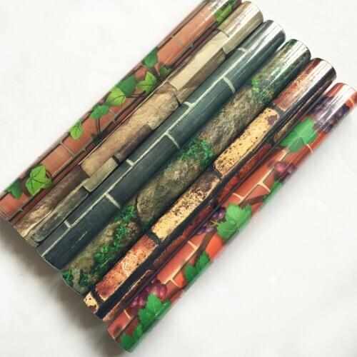 2M Self-adhesive Wall Stickers Waterproof 3D PVC Wood Grain Rustic Home Paper Brick Stone Wallpaper Furniture Decoration Sticker