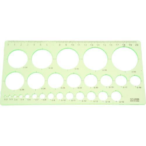 2 PCS of Green Plastic Students Rectangle Shape Drawing Circle Template Ruler