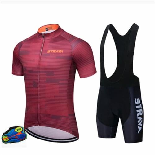 STRAVA 2021 Mens Professional Cycling Wear Set Summer Cycling Jersey Sets, Bicycle Breathable Mens Short Sleeve Cycling Suits