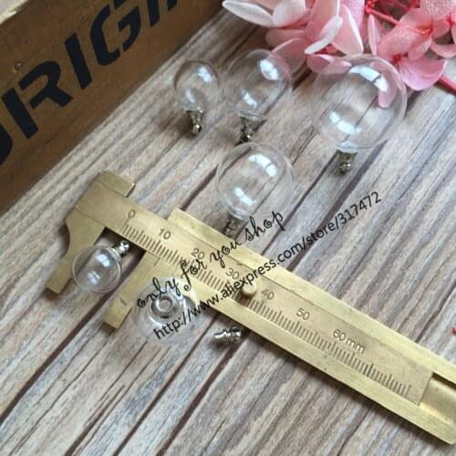 3pcs/lot 12/14/16/18/20/25mm Screw top glass vial Bottle bulb Glass Globe pendant DIY jewelry pendant findings