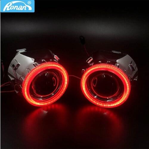 2.5 Bi-xenon Projector Lenses headlight for Motorcycle retrofit with DRL COB Angel eyes