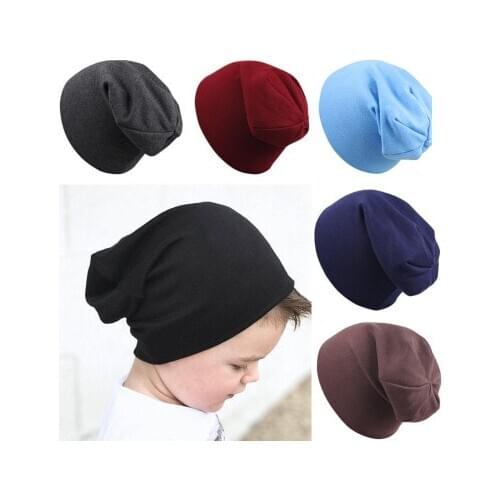 Brand Baby Hat Solid Color Cotton Knitted Baby Boy Caps Baby Girl Beanie Spring Autumn Winter Childrens Hats