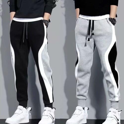 M~5XL Mens Pants Sports Pants Cotton Knit Splice Pants Oversized Casual Pants Fashion Pants Youth Pants Hip Hop Pants