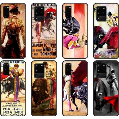 Black tpu Case For Samsung galaxy S20 /S20 PLUS/S20 ultra/S20+ /S20FE back cover Spanish Bullfighter Bullfight
