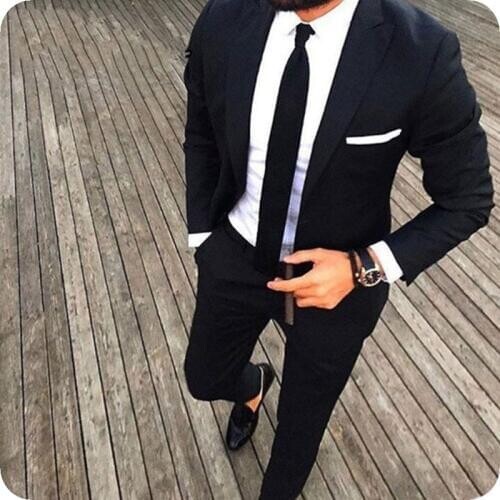 Black Formal Business Male Suit Costume Homme Mariage Custom Made Men Suits Slim Fit Best Man Blazers 2 Piece Jacket Pants Terno