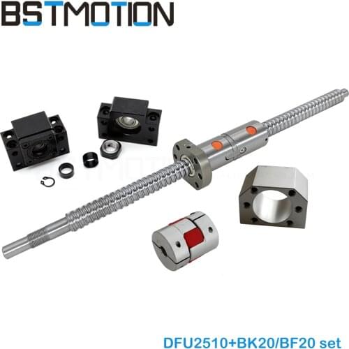 DFU2510 Double Ballscrew RM2510 300 400 500 600 700 800 900 1000 1200 1300 1400 1500mm ball screw BK20 BF20 Support Jaw Coupling
