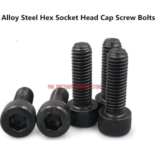 Din912 M4 Black Metric Grade 12.9 Thread Alloy Steel Hex Socket Head Cap Screw Bolts M4*(4/5/6/8/10/12/14/15/16/18/20/22~60)mm