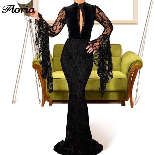 Elegant Black Formal Lace Gowns Evening Dresses 2020 Turkish Abendkleider Mermaid Prom Dress Saudi Arabia Robe De Soiree Gowns