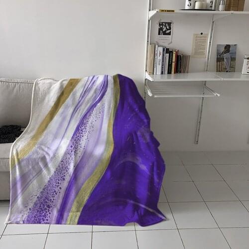 Purple Gradient Texture Marbling Throw Blanket for Sofa Warm Blanket on Bed Home Bedspread Travel Fleece Blanket