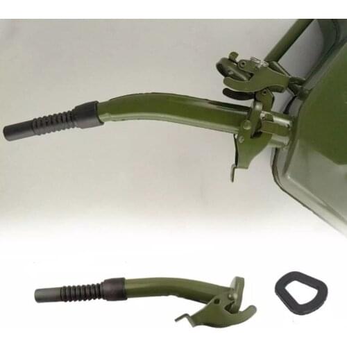 Flexible Metal Pouring Spout With Sealing Rubber Gaske Fuel Nozzel For 5/10/20L Gerry Jerry Cans Deep Green