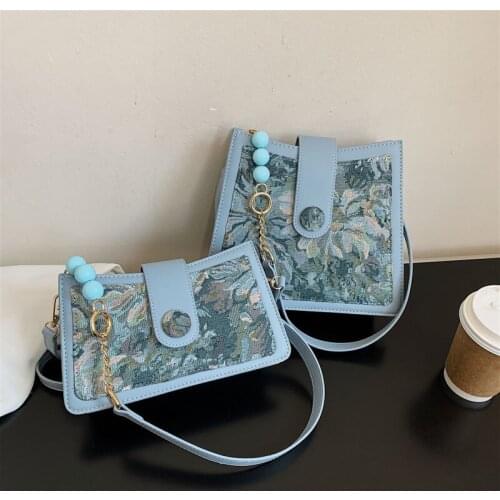Canvas Small Armpit Shoulder Bags Embroidery Baguette Handbag for Women 2021 French Design Hobos Bag Luxury Crossbody Female Bag