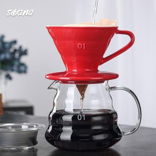 Multicolor Ceramic V60 Filter Cup Glass Coffee Pot Drip Pot Coffee Filter Paper Cloud Pot Coffee Ceramic Funnel Coffee Maker