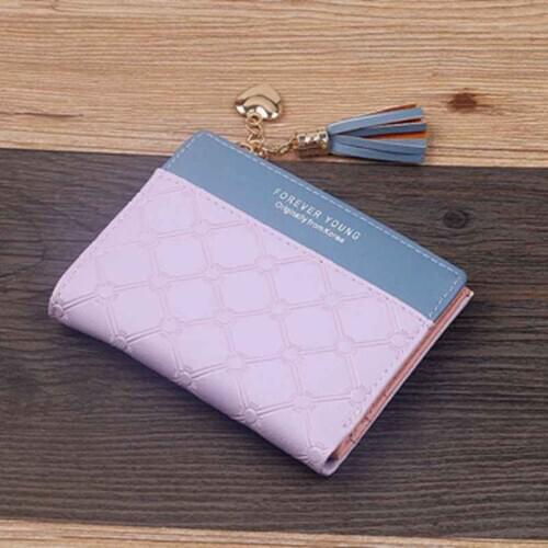 Short Womens Purse Zipper Tassel Simple Wild Women Coin Purse Stitching Fashion Female Wallet