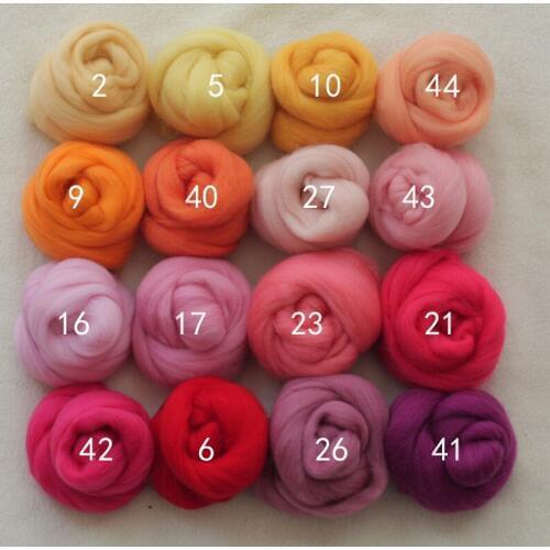 Merino Wool 64S Handmade materials diy poke fun wool strip wool felt 5g/color 16colors