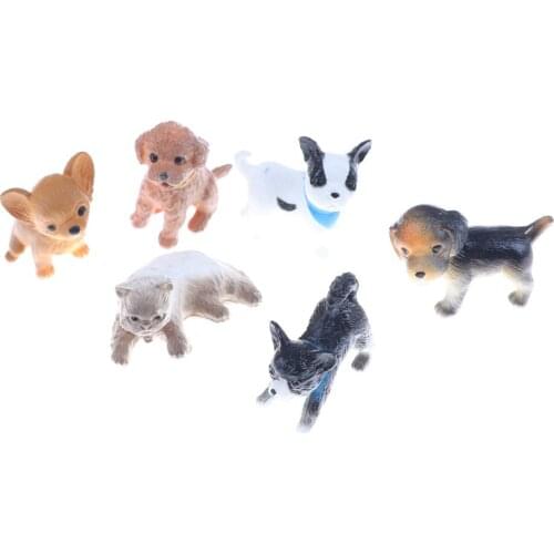 6pcs/lot 1:12 simulation cat and dog Dollhouse Miniature Model Doll House Decoration Gift Dolls Accessories