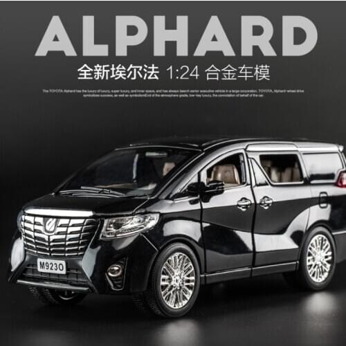 1: 24 Simulation Toyota Alphard Alloy Car Model Metal Toys Acousto Optic Car MPV Childrens New Year Birthday Gift Black
