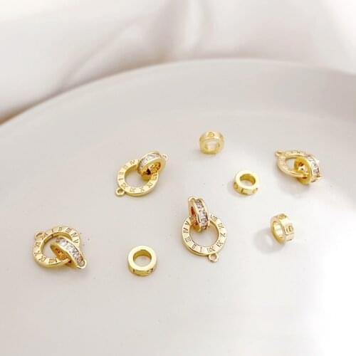 Gold-clad fashion Roman numerals double ring love small ring DIY necklace clavicle chain jewelry