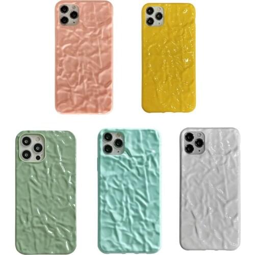 Fashion Candy Colors Case For iPhone 12 11 Pro Max Mini XS Max XR 8 7 6s Plus SE 2020 Wrinkled Folds Texture Silicone Soft Cover