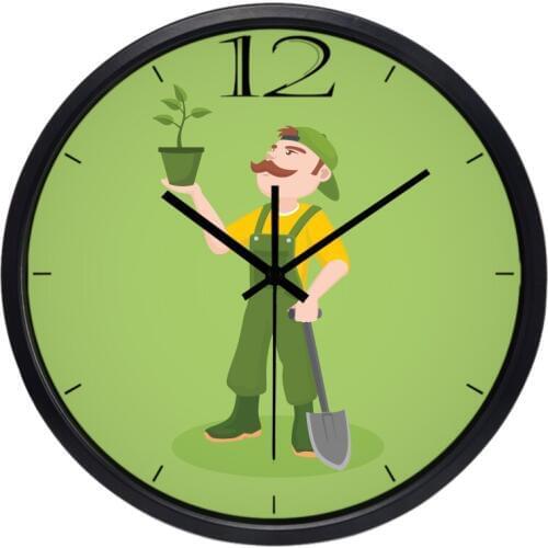 Cartoon Gardener Indoor Outdoor Wall Clock Creative Decorative Clock