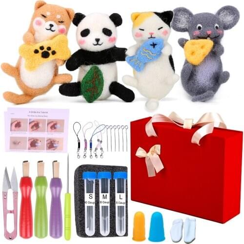 KAOBUY 90PCS Wool Felting Kit With Felting Supplies With Felting Needles, Awl, Foam Mat, Finger Cot, Felting Tool Holder