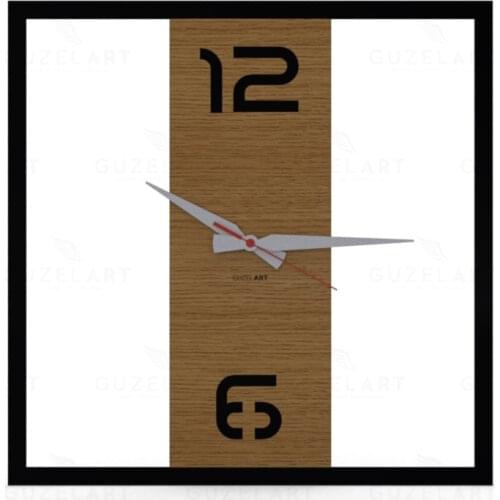 GuzelArt Armoni Wall Clock Modern Design Living Room Decoration Wooden Home Decoration Accessories Wall Decor Black
