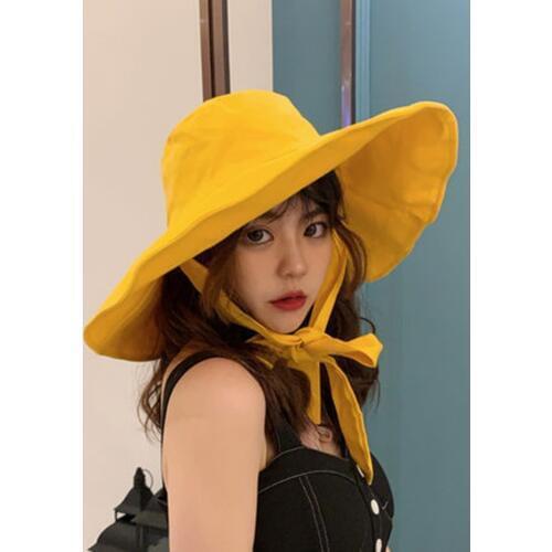 Female wide-brimmed hat with sunscreen and windproof edge, fishermans hat with thin brim in summer