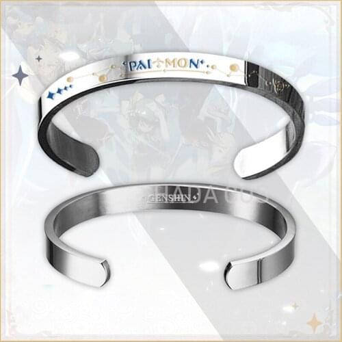 New Game Genshin Impact Paimon Bracelet Cosplay Student Adjustable Size Bracelet Titanium Steel Wristband Accessories Gifts