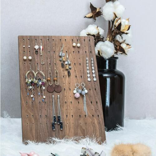 Wood Earrings Display Tray Black Walnut Solid Wood Earings Display Storage Holder Jewelry Display Stand