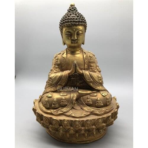 Collect China Fine Workmanship Brass Sculpture Buddha Metal Crafts Home Decoration#14