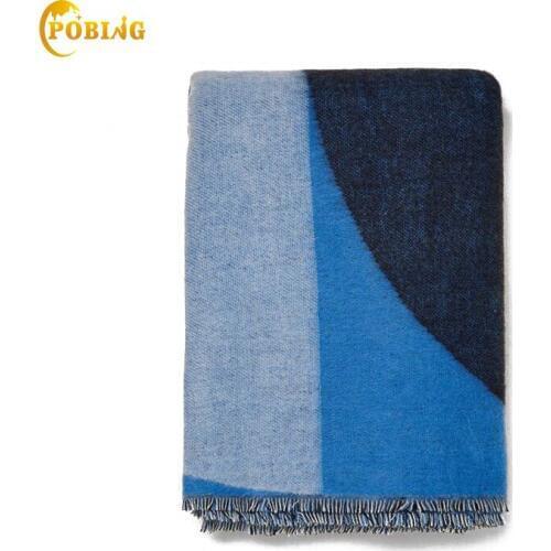 POBING Luxury Brand Geometric Print Cashmere Scarf Women za Scarves Shawl Wraps Soft Warm Winter Blanket Pashmina Solid Cape