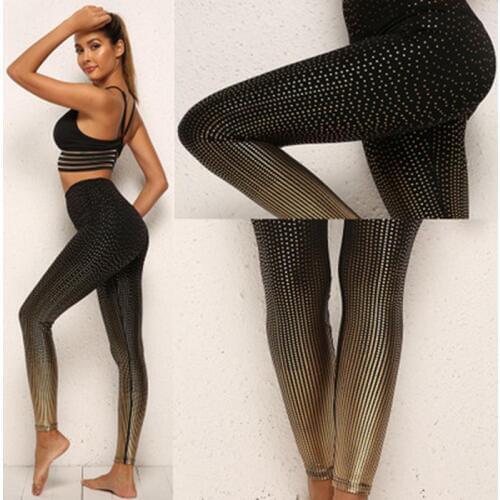 Sexy Gold Dot Printed Sport Leggings For Fitness Women Gym Tights Workout Trousers Sport Jogging Femme Yoga Pants Sportswear