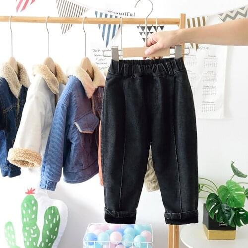 Boys pants Children Winter Warm Plus Velvet Thickening Jeans Solid Kids Toddler Trousers pants Baby Boys Girls Casual Pants