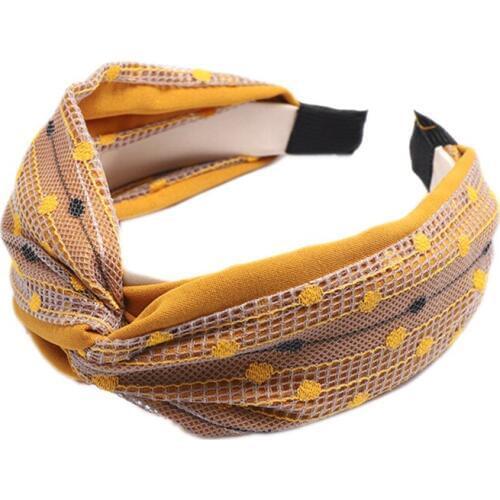 Sweet Lace Patchwork Headband Twisted Hairbands Girls Hair Ornaments Korea Dots Headdress Women Fabric Hairband