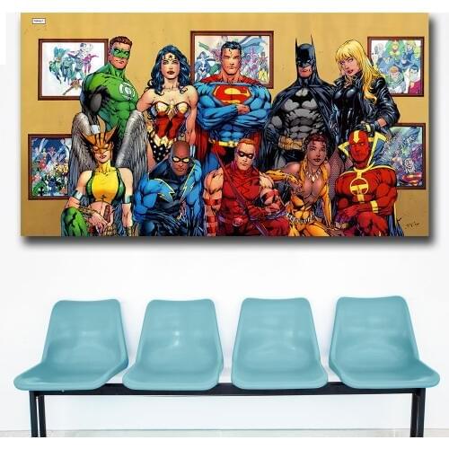 Wxkoil Anime Wall Art Canvas Dc-Comics-Heroes Poster Print Hot Anime Wall Art Painting Art Pictures For Living Room Home Decor