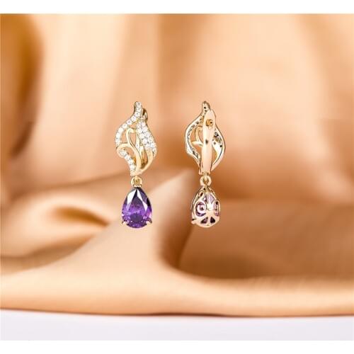 2020 Jennifer New Colorful Stone Earrings 585 Rose Gold Women Romantic Fashion Jewelry White Round Natural copper Ear