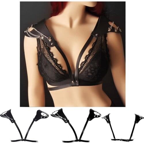 Leather Belt Women Body Cage Strappy Top Elastic Adjust Bra Elastic Bandage Punk Gothic Harness Chest Hollow Out Christmas Rave
